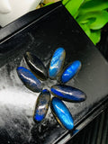 Labradorite Oval Cabochon 6x14-17 mm - Pack of 4 Pieces - AAAA Quality Blue Color - Natural Labradorite Cabs - Labradorite Stone