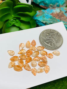 Sunstone Cabochon 5X7-8 mm Code# S47 - Pack of 10 Pieces  -AAA Quality cabs (Dark Color)  Sunstone pear Cabochon -Natural Sunstone Cabs