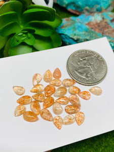 Sunstone Cabochon 5X7-8 mm Code# S47 - Pack of 10 Pieces  -AAA Quality cabs (Dark Color)  Sunstone Oval Cabochon -Natural Sunstone Cabs