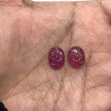 Ruby Carving Pair 9X12MM  -Pack of 2 Pieces - AAA Quality-  - Glass Filled Ruby Carving Oval Shape Cabs- weight 8-CT. code#7