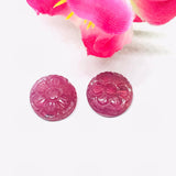 Ruby Carving Round Pair 13MM  -Pack of 2 Pieces - AAA Quality-  - Glass Filled Ruby Carving Round Shape Cabs- weight 17-CT. code#2