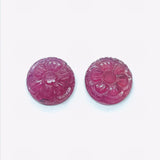 Ruby Carving Round Pair 13MM  -Pack of 2 Pieces - AAA Quality-  - Glass Filled Ruby Carving Round Shape Cabs- weight 17-CT. code#2