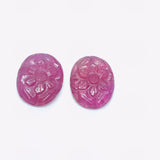 Ruby Carving Pair 13X15MM  -Pack of 2 Pieces - AAA Quality-  - Glass Filled Ruby Carving Oval Shape Cabs- weight 21-CT. code#15