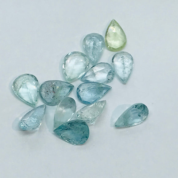 Aquamarine faceted 6X8MM Pear cabs,weight -5.5ct. pack of 6pc, Blue Aquamarine cabochon , AAA Quality cabs