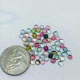 Tourmaline 4-MM Multi Color Cabochon  ,Tourmaline gemstone loose cabs , Tourmaline cabs , Pack of 6Pcs, AAA Quality