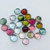 Tourmaline 4MM Multi Color Cabochon  ,Tourmaline gemstone loose cabs , Tourmaline cabs , Pack of 8Pcs, AAA Quality