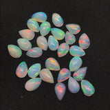 Ethiopian Opal 6X8MM  Pear size Cabs Pack of 2 Pieces - AAA Quality, Opal Cabochon - Ethiopian Opal Pear Cabochon, code P-1