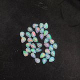 Ethiopian Opal 6X8MM  Pear size Cabs Pack of 2 Pieces - AAA Quality, Opal Cabochon - Ethiopian Opal Pear Cabochon, code P-1