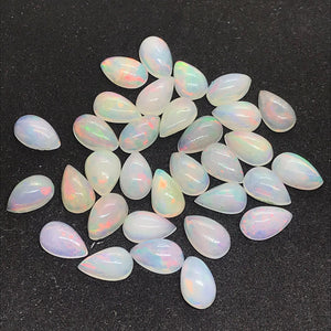 8 Pcs Ethiopian Opal 4X6 MM  Pear size Cabs Pack of 5 Pieces - AAA Quality, Opal Cabochon - Ethiopian Opal Pear Cabochon, code P-3