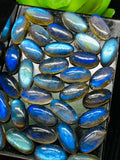 Labradorite Oval Cabochon 8x12 mm - Pack of 2 Pieces - AAAA Quality Blue Color - Natural Labradorite Cabs - Labradorite Stone