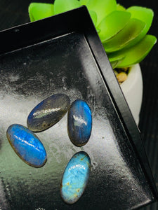Labradorite Oval Cabochon 9x18 mm - Pack of 2 Pieces - AAAA Quality Blue Color - Natural Labradorite Cabs - Labradorite Stone