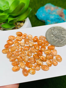 Sunstone Oval Cabochon 5x7 mm Code# S27 - Pack of 10 Pieces  -AAA Quality cabs (Dark Color)  Sunstone Oval Cabochon -Natural Sunstone Cabs