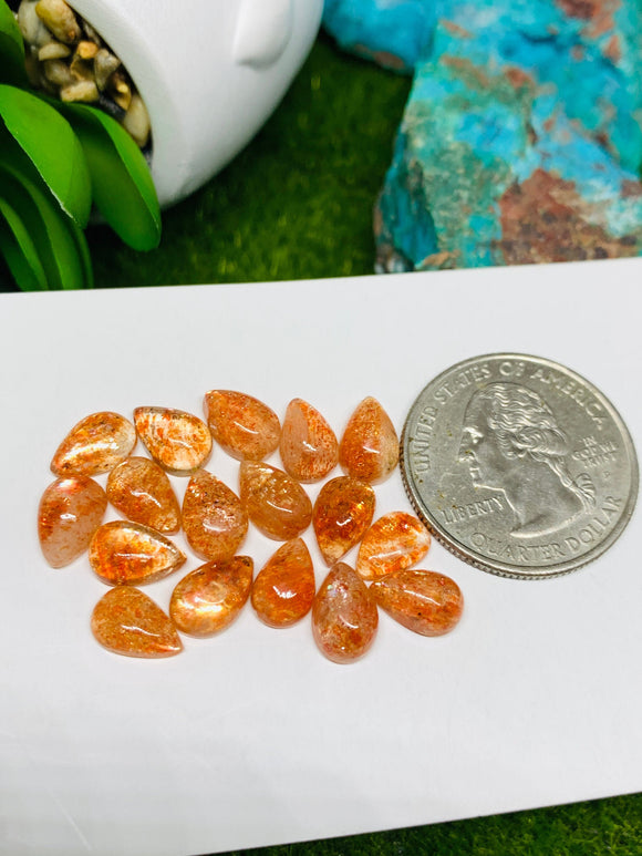 Sunstone Cabochon 6x9 mm Code# S30 - Pack of 8 Pieces  -AAA Quality cabs (Dark Color)  Sunstone Oval Cabochon -Natural Sunstone Cabs