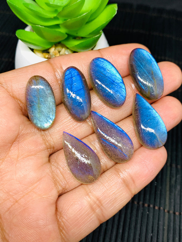 Labradorite Cabochon - Code# A91 TO A97 - AAAA Quality - Blue Color Natural Labradorite cabs- Labradorite Loose Stone- Labradorite Oval Cabs