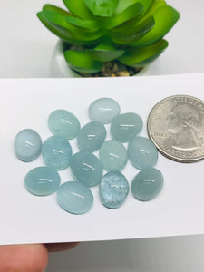 Aquamarine Cabochon 9X11 mm Pack of 2 Pcs - Code #A12- AAA Quality cabs- Natural Aquamarine Cabs