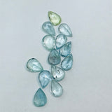 Aquamarine faceted 6X8MM Pear cabs,weight -5.5ct. pack of 6pc, Blue Aquamarine cabochon , AAA Quality cabs