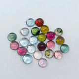 Tourmaline 4MM Multi Color Cabochon  ,Tourmaline gemstone loose cabs , Tourmaline cabs , Pack of 8Pcs, AAA Quality