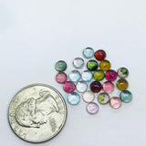 Tourmaline 4MM Multi Color Cabochon  ,Tourmaline gemstone loose cabs , Tourmaline cabs , Pack of 8Pcs, AAA Quality