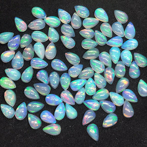 Ethiopian Opal 4X6MM  Pear size Cabs Pack of 5 Pieces - AAA Quality, Opal Cabochon - Ethiopian Opal Pear Cabochon, code P-2