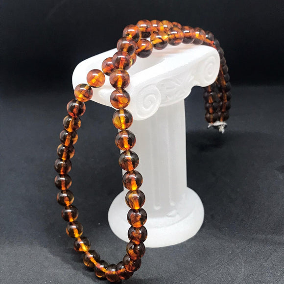 Amber 8MM Necklace ,Round beads , AAA Quality Natural Amber from Ukraine. Length 16 Inch , 925 silver clasp  , Length can be custom.