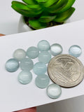 Aquamarine Round Cabochon 9 mm Pack of 2 Pcs - Code #A38- AAA Quality cabs- Natural Aquamarine Cabs