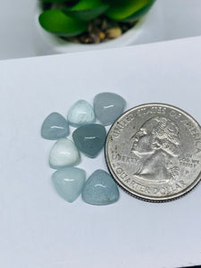 Aquamarine Cabochon Triangle 7x7- 8x8 mm Pack of 2 Pcs - Code #A87 Weight 13 Cts  AAA Quality cabs- Natural Aquamarine Cabs