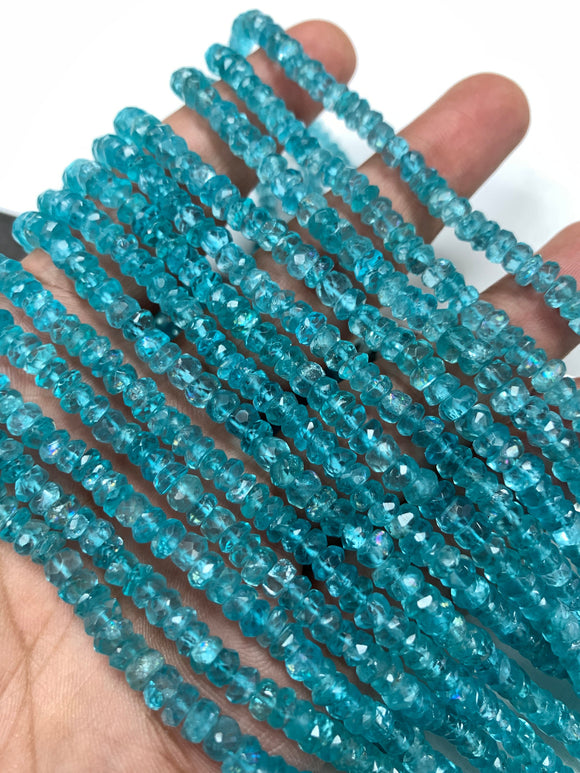 Pack of 10 Strand Apatite Faceted Roundel 4.5- 5 MM AAA Quality Faceted, Apatite Beads- length 13 Inch , natural Apatite