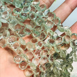 Prasiolite 9X13MM Faceted Pear shape, length 8 Inch, Green Amethyst faceted briolette, faceted Pear shape