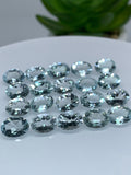 Aquamarine Faceted Oval Cabochon 6x8 mm- Pack of 4 Pcs - Medium Light Blue Color- Natural Blue Aquamarine cabochon - AAA Quality