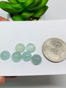 Aquamarine Round Cabochon 9 mm Pack of 2 Pcs - Code #A37- AAA Quality cabs- Natural Aquamarine Cabs