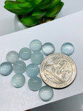 Aquamarine Round Cabochon 9 mm Pack of 2 Pcs - Code #A38- AAA Quality cabs- Natural Aquamarine Cabs