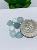 Aquamarine Cabochon Triangle 7x7- 8x8 mm Pack of 2 Pcs - Code #A87 Weight 13 Cts  AAA Quality cabs- Natural Aquamarine Cabs