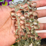 Prasiolite 9X13MM Faceted Pear shape, length 8 Inch, Green Amethyst faceted briolette, faceted Pear shape