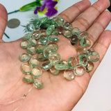 9MM Prasiolite Faceted Heart shape, Green Amethyst Briolette, Heart shape , Length 8 Inch