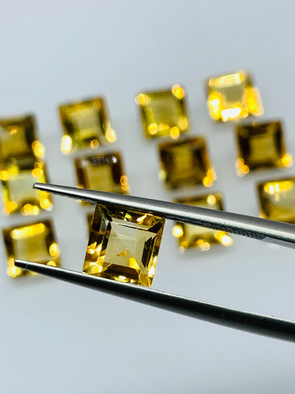 Citrine Square Faceted Cut • 5x5  mm size • Pack of 8 Pc • AAA Quality • 100% Natural Citrine Faceted Square Loose Pieces