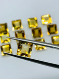 Citrine Faceted Square • 6x6 mm size • Pack of 6 Pc • AAA Quality • Natural Citrine Faceted Oval Cabs