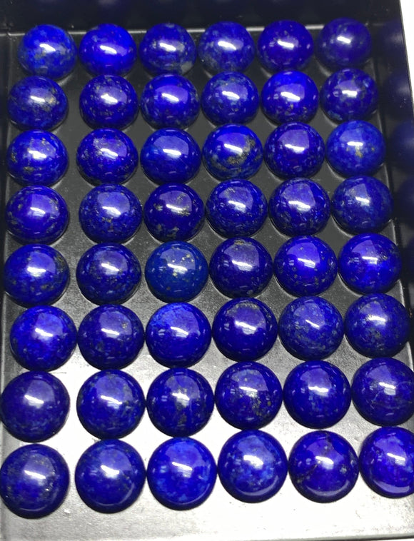 8mm Round Blue Lapis Lazuli Cabochon | Pack of 4 Pcs | AAA Quality | Round Lapis Cabochons | 8 mm Lapis Cabochons | Lapis Golden Pyrite