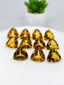 Citrine Faceted Trillion Cut 12x12 mm size • Pack of 1 Pc • AAA Quality • Natural Citrine Faceted Oval Cabs