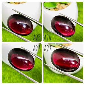 Garnet Cabochons 22x16 mm size • Code A25- A28 • Big Garnet Cabs  • AAA Quality • Garnet Oval Cabs • Garnet Loose Stone