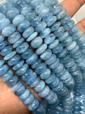 Aquamarine Roundel Beads 11 mm size • AAA Quality • 40 cm Length Blue Color • Aquamarine Rondelle Beads