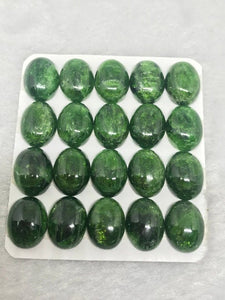12X16MM Chrome Diopside Smooth Oval Cabs , good quality cabochon , thickness is 6-7MM ( Pack of 2 Pc ) country of origin Russia