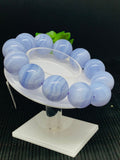 Blue Lace Agate Bracelet 20 mm Size • Code D4 • 8 Inch length Weight 134gm  -Top Quality- Blue Lace agate Round Bracelet - 100% Natural