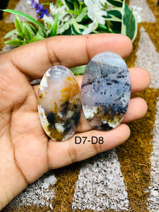 Dendritic Moss Agate Cabochon • Code D7-D8 • AAA Quality •  Natural Dendritic Moss Agate Cabs •  Moss Agate  Pendant