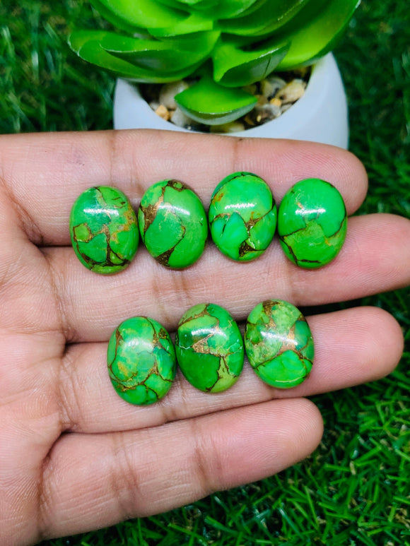 Green Turquoise Cabochon • 12x16 mm Size • Pack of 2 Pcs • AAA Quality • Natural Green Turquoise Cabs • Origin Arizona