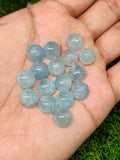 Aquamarine Cabochon • 10mm Size Half Drill • Pack of 2 Pcs • Code Z1 • AAA Quality cabs- Natural Aquamarine Cabs