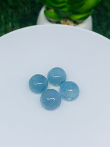 Aquamarine Cabochon • 10mm Size Half Drill • Pack of 4Pcs • Code Z7 • AAA Quality cabs- Natural Aquamarine Cabs