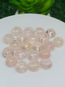 Morganite Cabochon • 10mm Size Half Drill • Pack of 4 Pcs • Code M4 •  AAA Quality • Natural Morganite Round Cabochon • Morganite Cabs