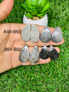 Black Fossil Coral Cabochon Pairs • Code B49-B52 • AAA Quality  • Natural Fossil coral Cabs