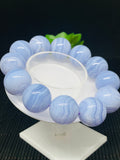 Blue Lace Agate Bracelet 20 mm Size • Code D3 • 8 Inch length Weight 133gm  -Top Quality- Blue Lace agate Round Bracelet - 100% Natural