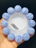 Blue Lace Agate Bracelet 20 mm Size • Code D5 • 8 Inch length Weight 134gm  -Top Quality- Blue Lace agate Round Bracelet - 100% Natural